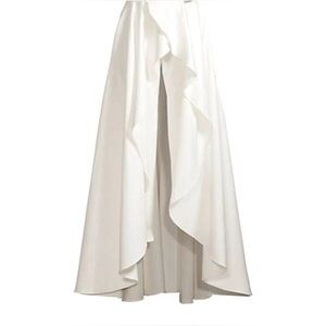 Jay Godfrey Women's White High-Waisted Draped Ruffle Layering Skirt Size 2